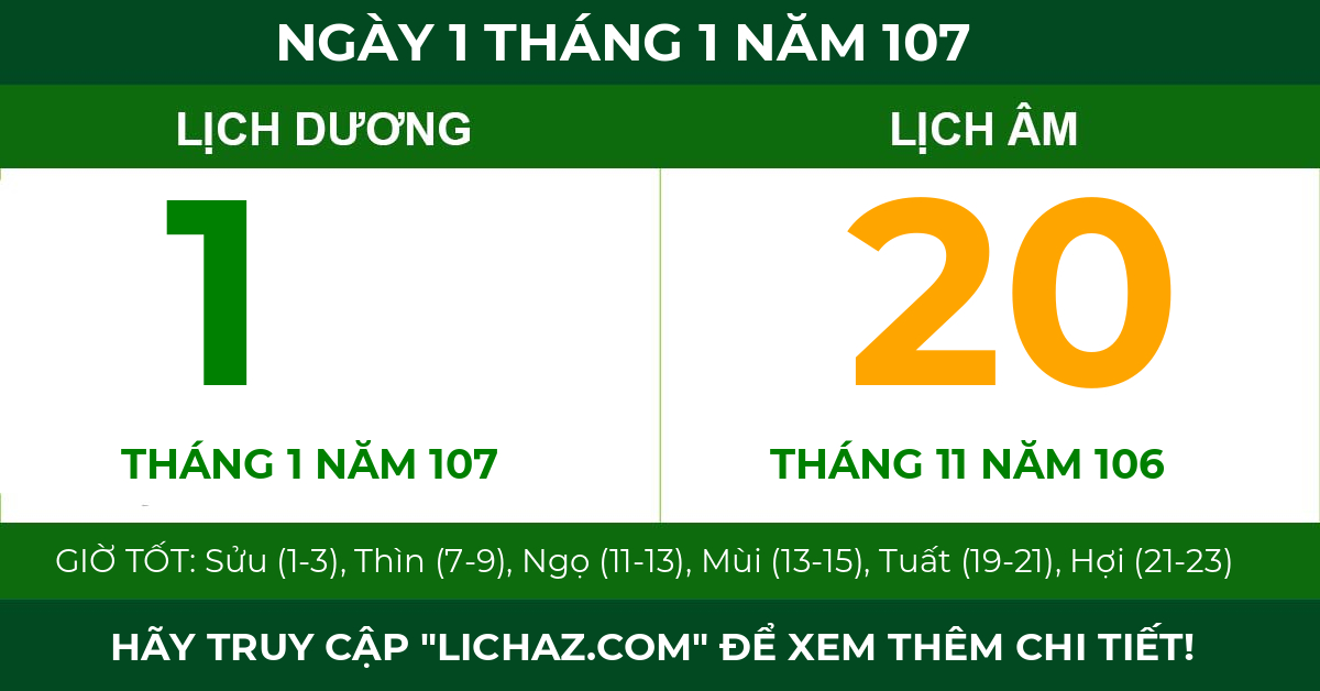 lịch âm ngày 1 tháng 1 năm 107