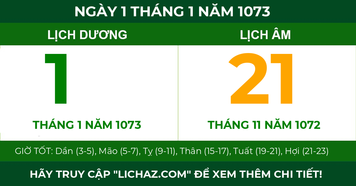 lịch âm ngày 1 tháng 1 năm 1073