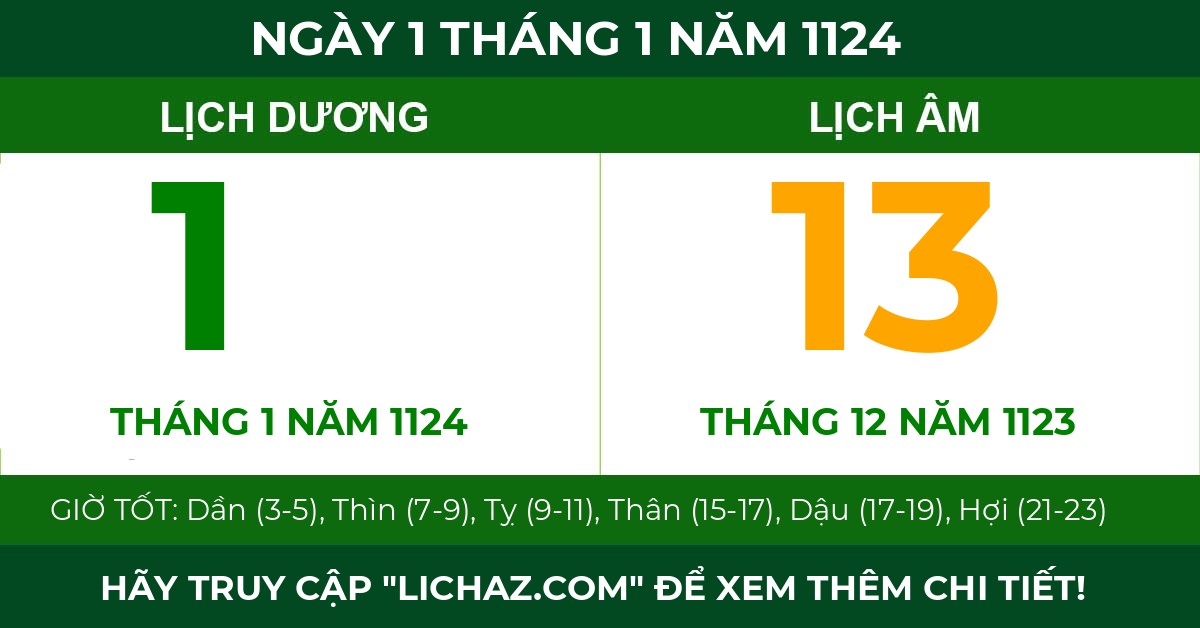 lịch âm ngày 1 tháng 1 năm 1124