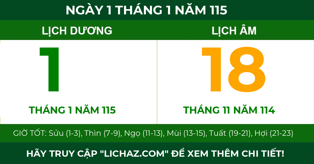 lịch âm ngày 1 tháng 1 năm 115