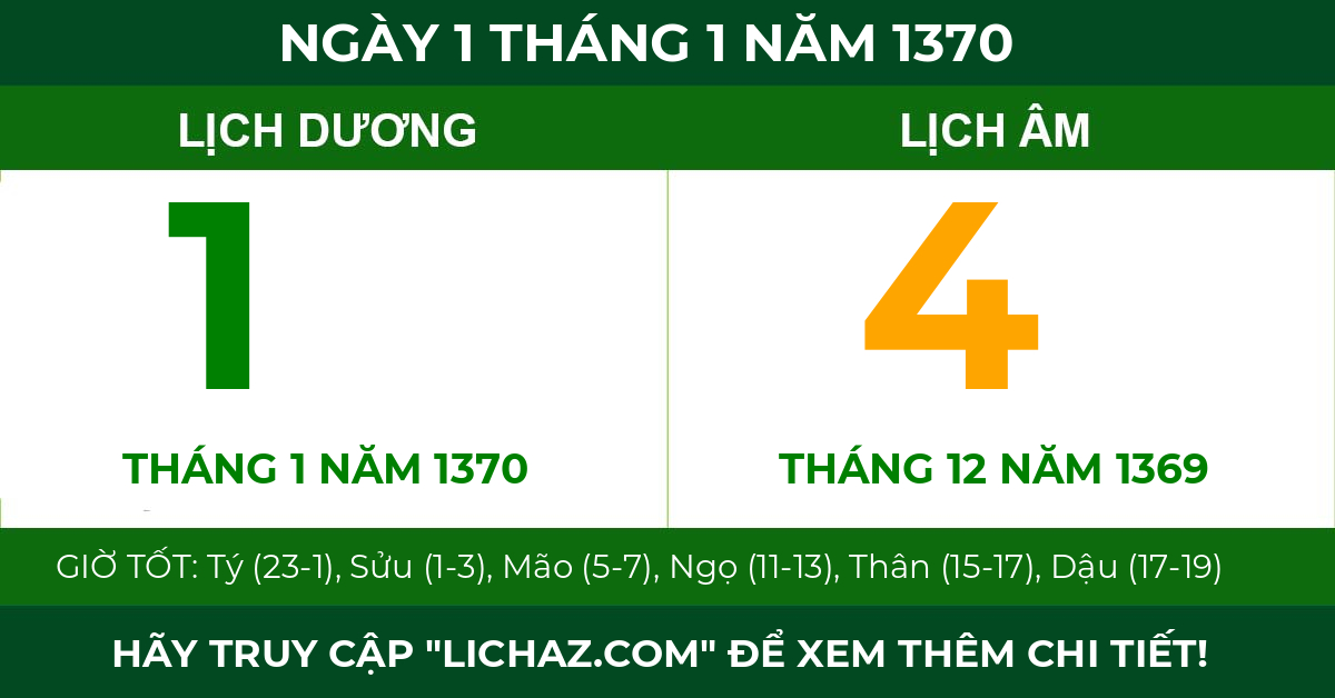 lịch âm ngày 1 tháng 1 năm 1370