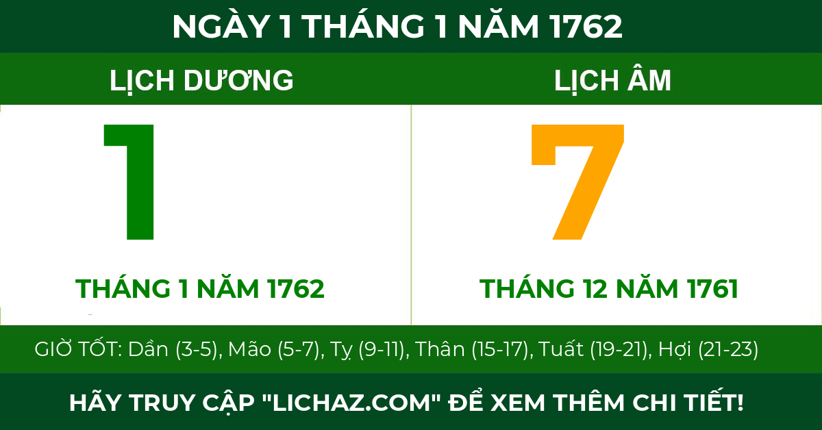 lịch âm ngày 1 tháng 1 năm 1762
