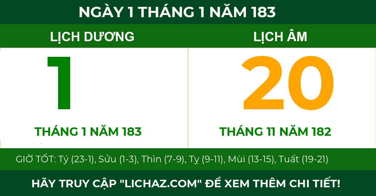 lịch âm ngày 1 tháng 1 năm 183