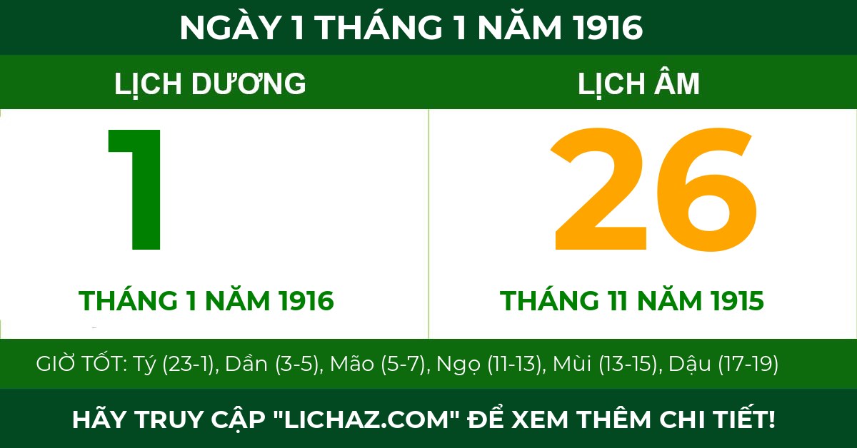 lịch âm ngày 1 tháng 1 năm 1916