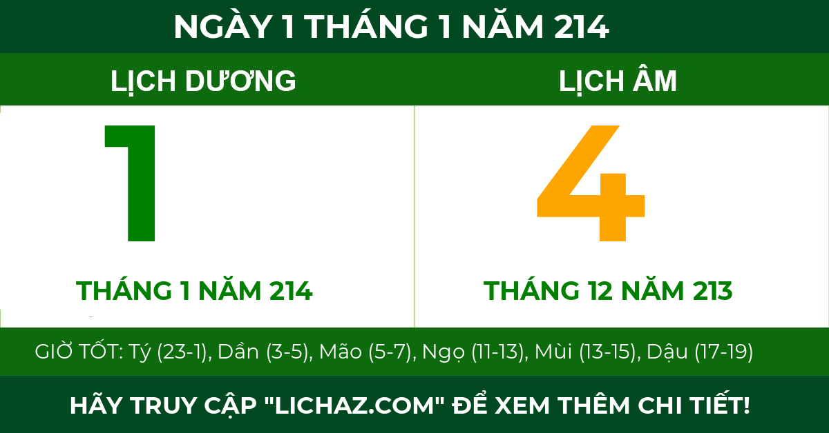 lịch âm ngày 1 tháng 1 năm 214