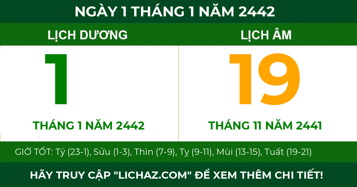 lịch âm ngày 1 tháng 1 năm 2442