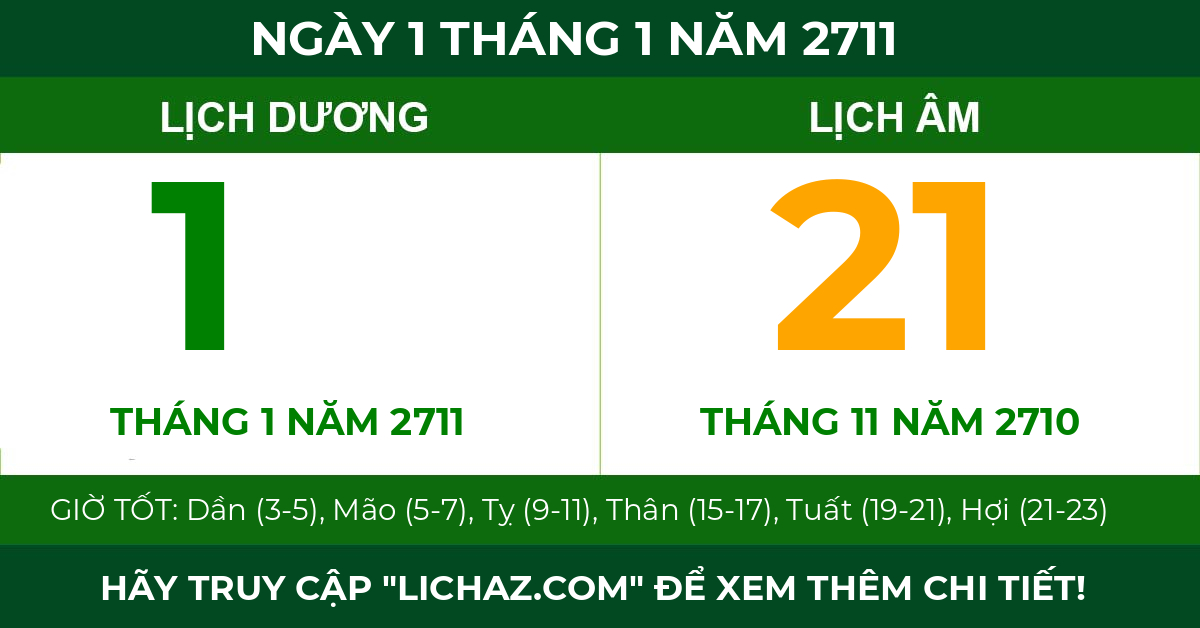 lịch âm ngày 1 tháng 1 năm 2711