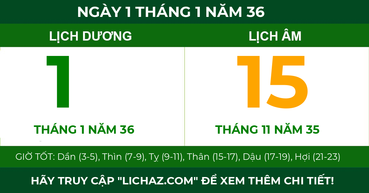 lịch âm ngày 1 tháng 1 năm 36