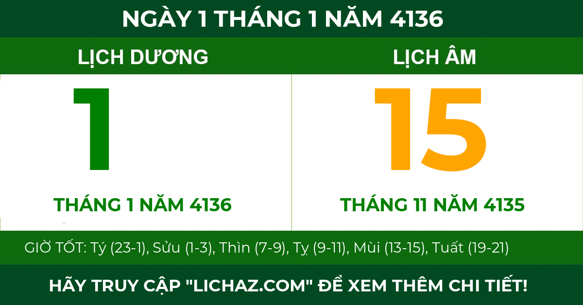 lịch âm ngày 1 tháng 1 năm 4136