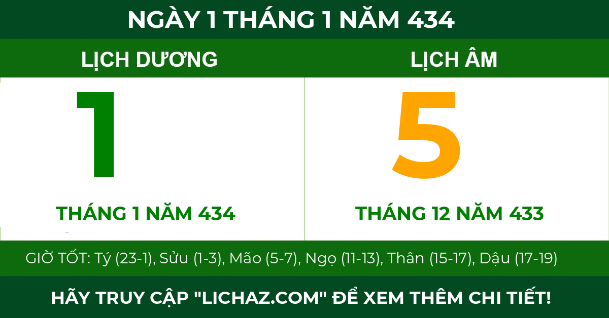 lịch âm ngày 1 tháng 1 năm 434