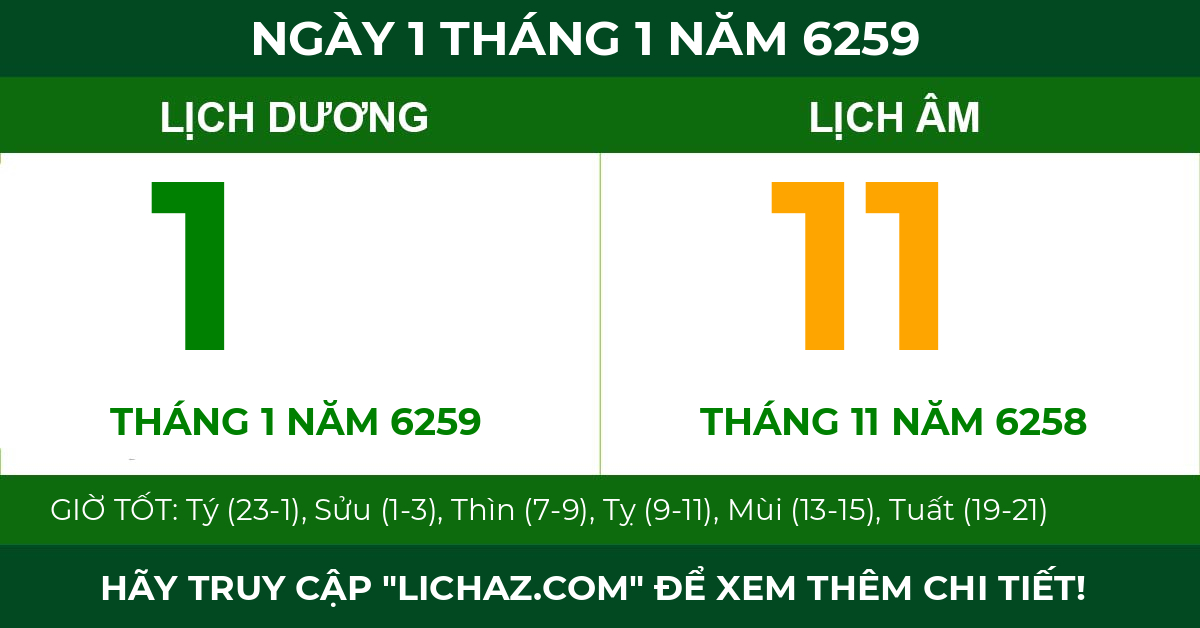 lịch âm ngày 1 tháng 1 năm 6259