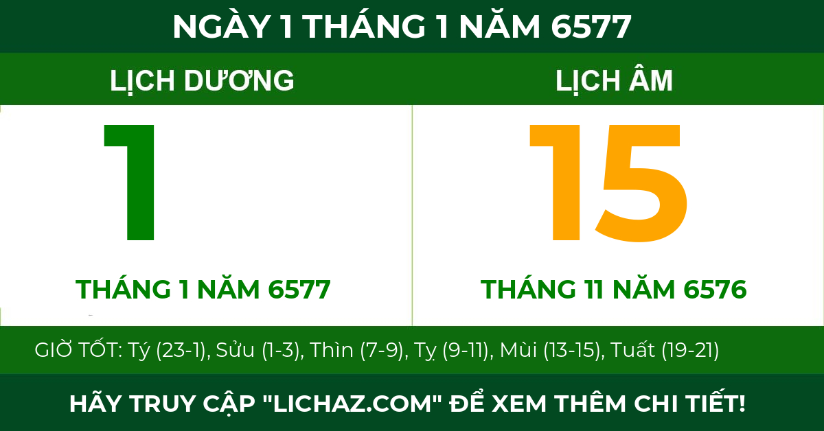 lịch âm ngày 1 tháng 1 năm 6577
