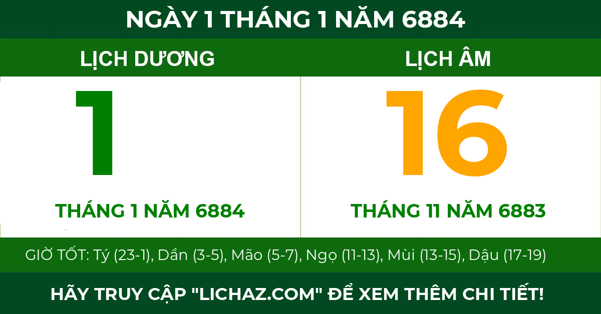lịch âm ngày 1 tháng 1 năm 6884