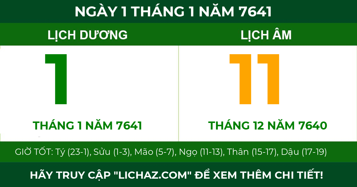 lịch âm ngày 1 tháng 1 năm 7641