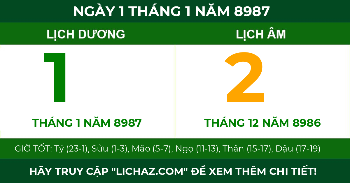 lịch âm ngày 1 tháng 1 năm 8987