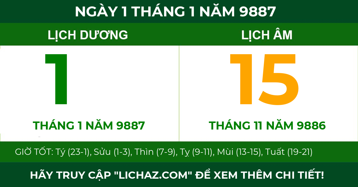 lịch âm ngày 1 tháng 1 năm 9887