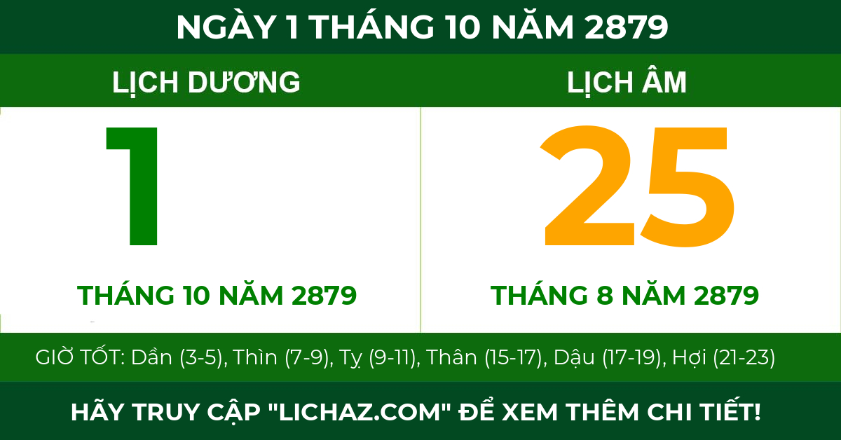 lịch âm ngày 1 tháng 10 năm 2879