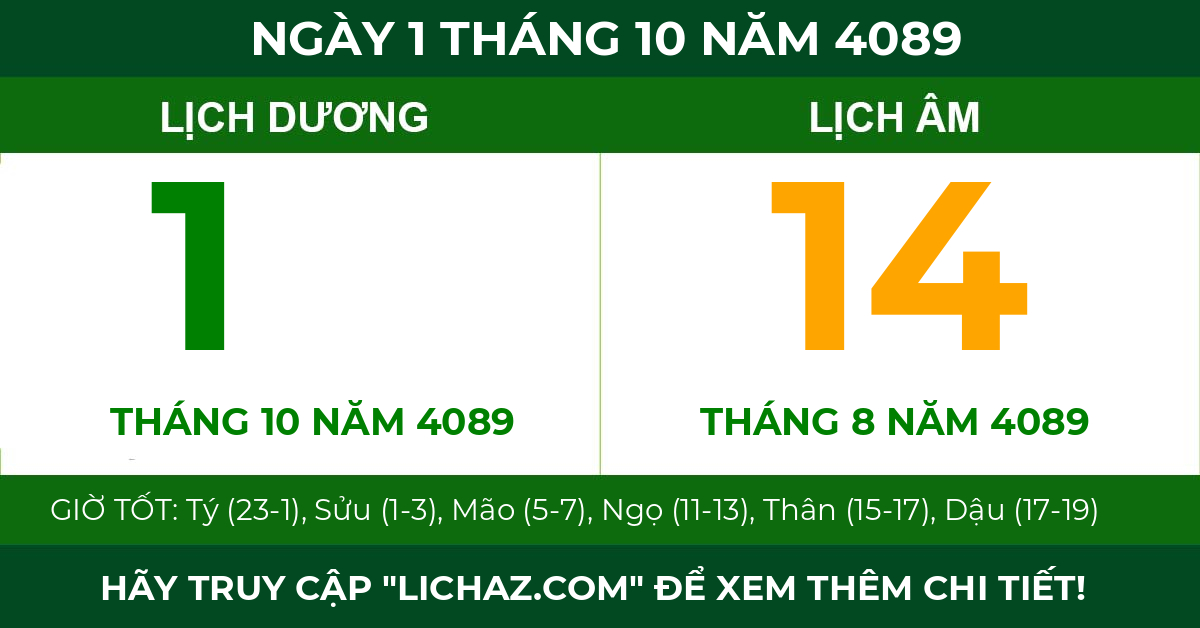 lịch âm ngày 1 tháng 10 năm 4089