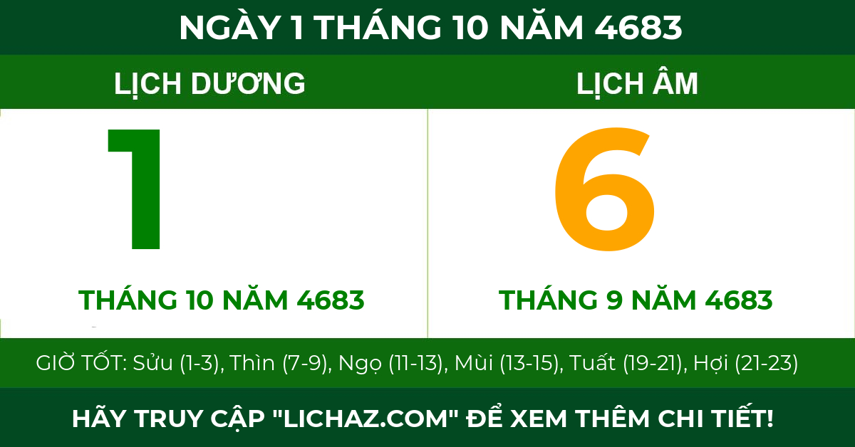 lịch âm ngày 1 tháng 10 năm 4683
