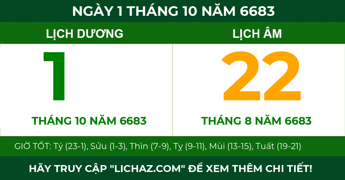 lịch âm ngày 1 tháng 10 năm 6683