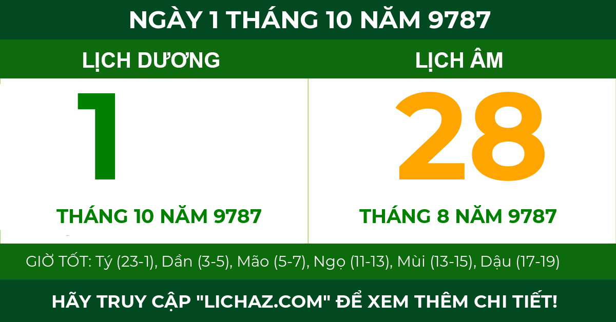 lịch âm ngày 1 tháng 10 năm 9787