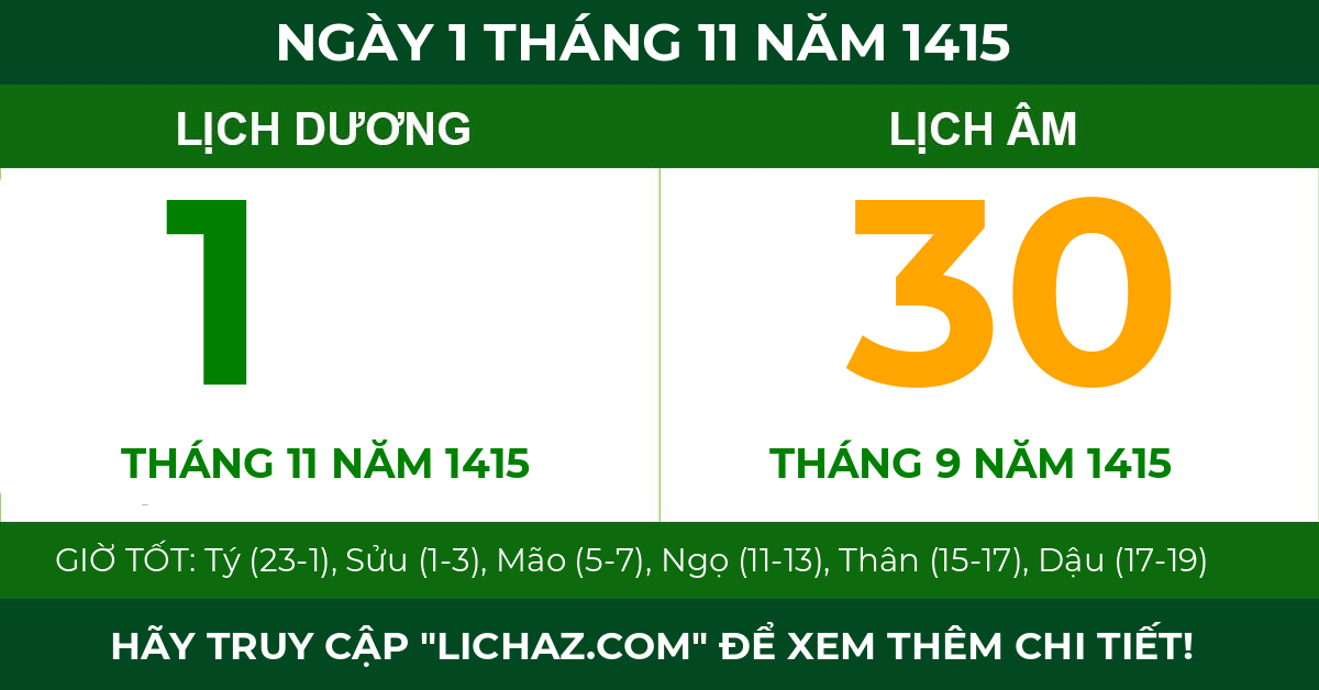 lịch âm ngày 1 tháng 11 năm 1415