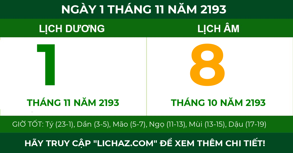 lịch âm ngày 1 tháng 11 năm 2193