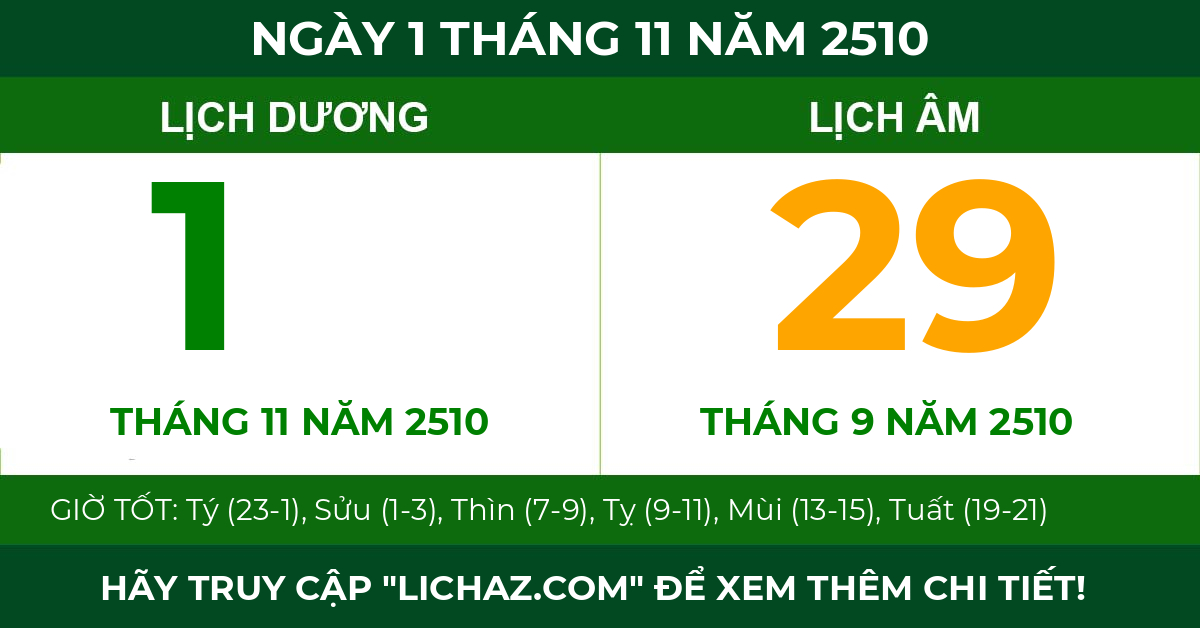 lịch âm ngày 1 tháng 11 năm 2510