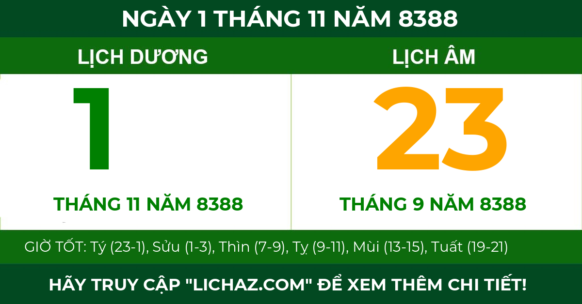 lịch âm ngày 1 tháng 11 năm 8388