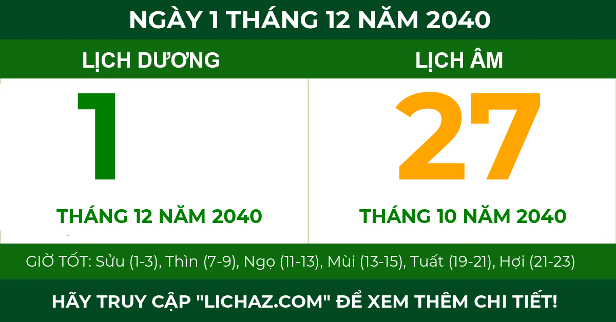 lịch âm ngày 1 tháng 12 năm 2040