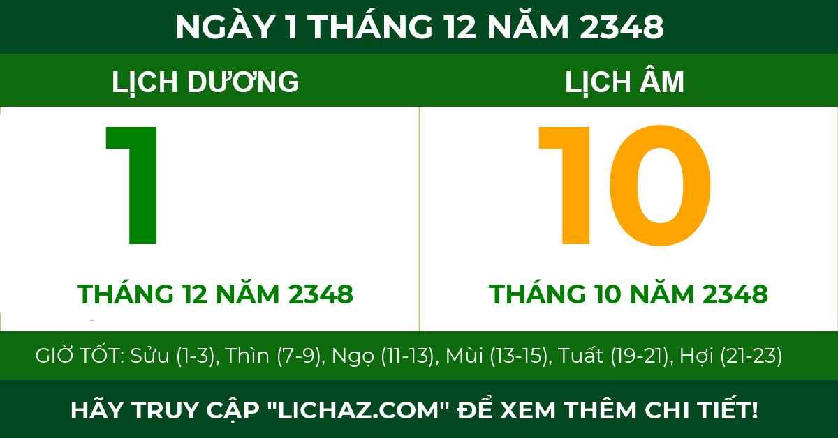 lịch âm ngày 1 tháng 12 năm 2348