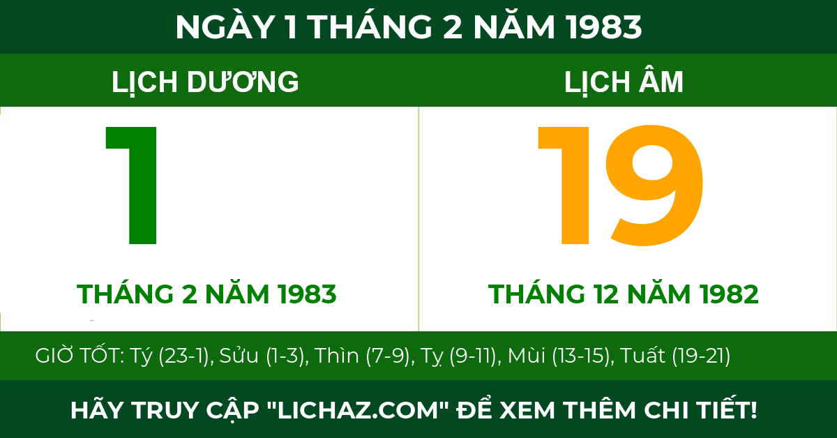 lịch âm ngày 1 tháng 2 năm 1983