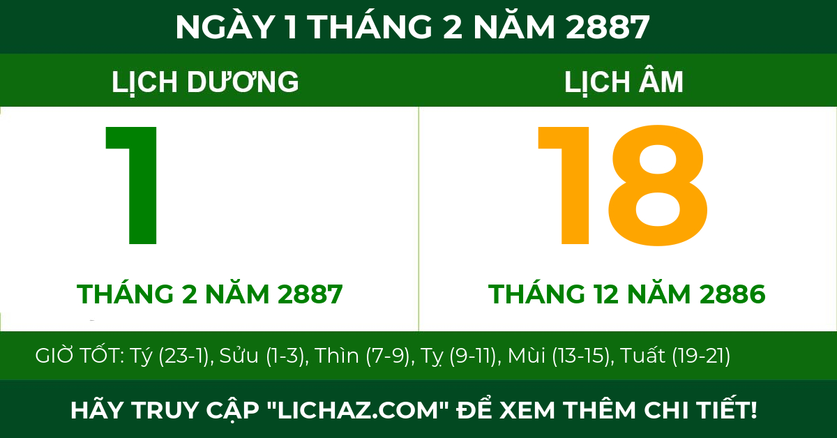 lịch âm ngày 1 tháng 2 năm 2887