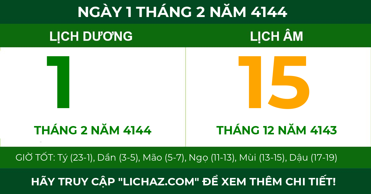 lịch âm ngày 1 tháng 2 năm 4144