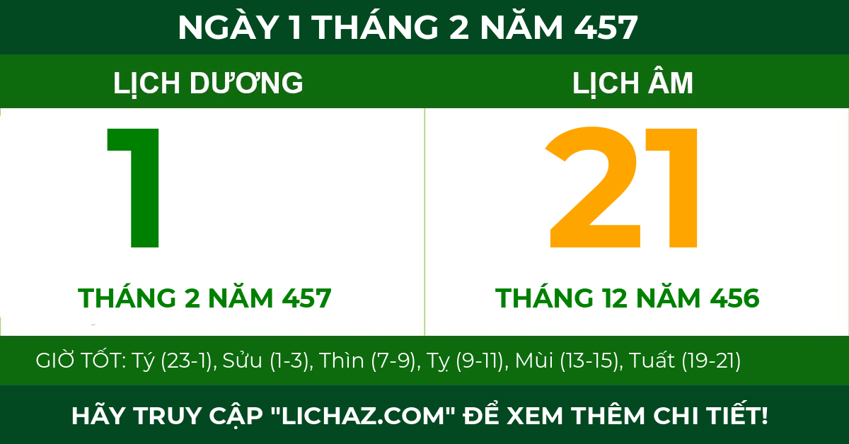 lịch âm ngày 1 tháng 2 năm 457