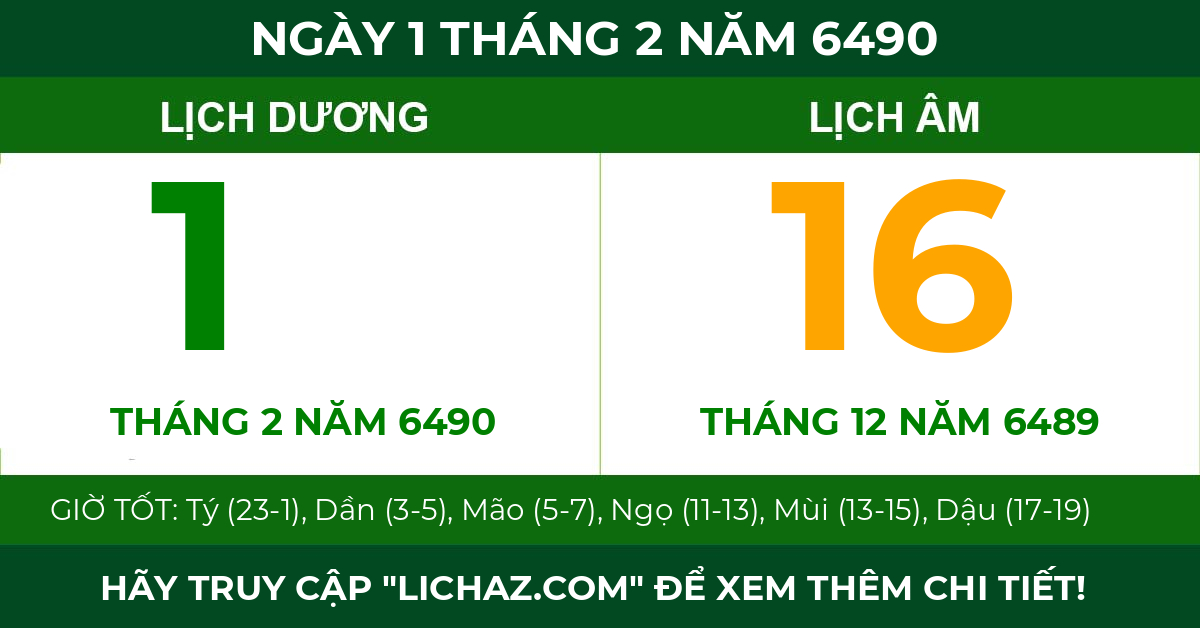 lịch âm ngày 1 tháng 2 năm 6490