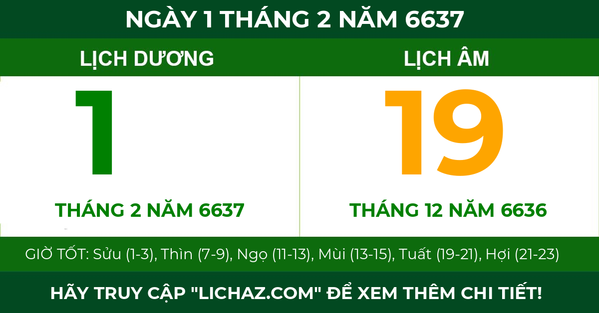 lịch âm ngày 1 tháng 2 năm 6637