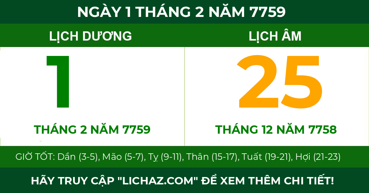 lịch âm ngày 1 tháng 2 năm 7759
