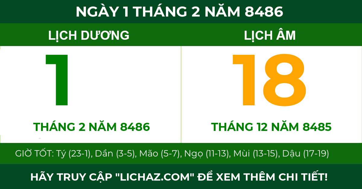 lịch âm ngày 1 tháng 2 năm 8486