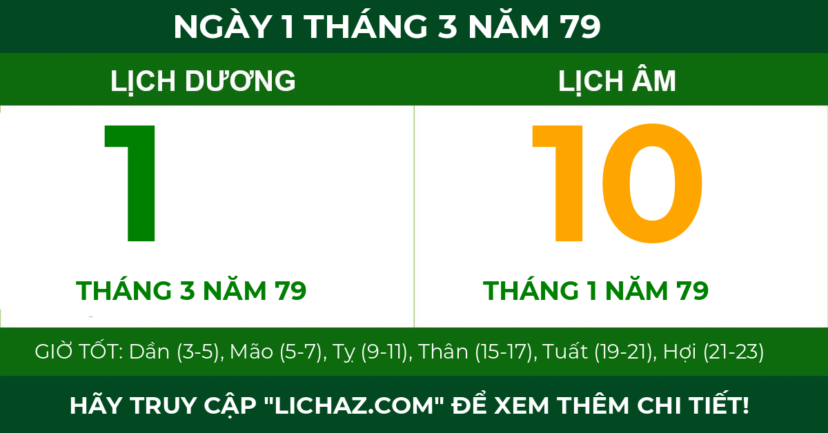 lịch âm ngày 1 tháng 3 năm 79