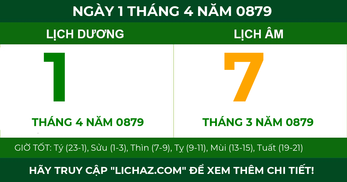 lịch âm ngày 1 tháng 4 năm 0879