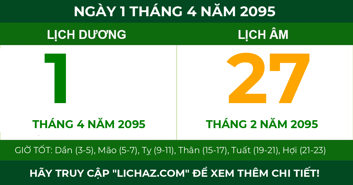 lịch âm ngày 1 tháng 4 năm 2095