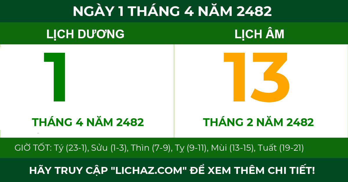lịch âm ngày 1 tháng 4 năm 2482