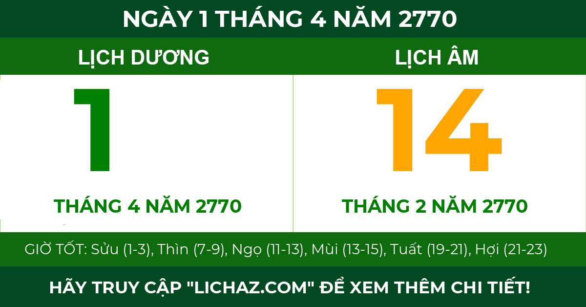 lịch âm ngày 1 tháng 4 năm 2770