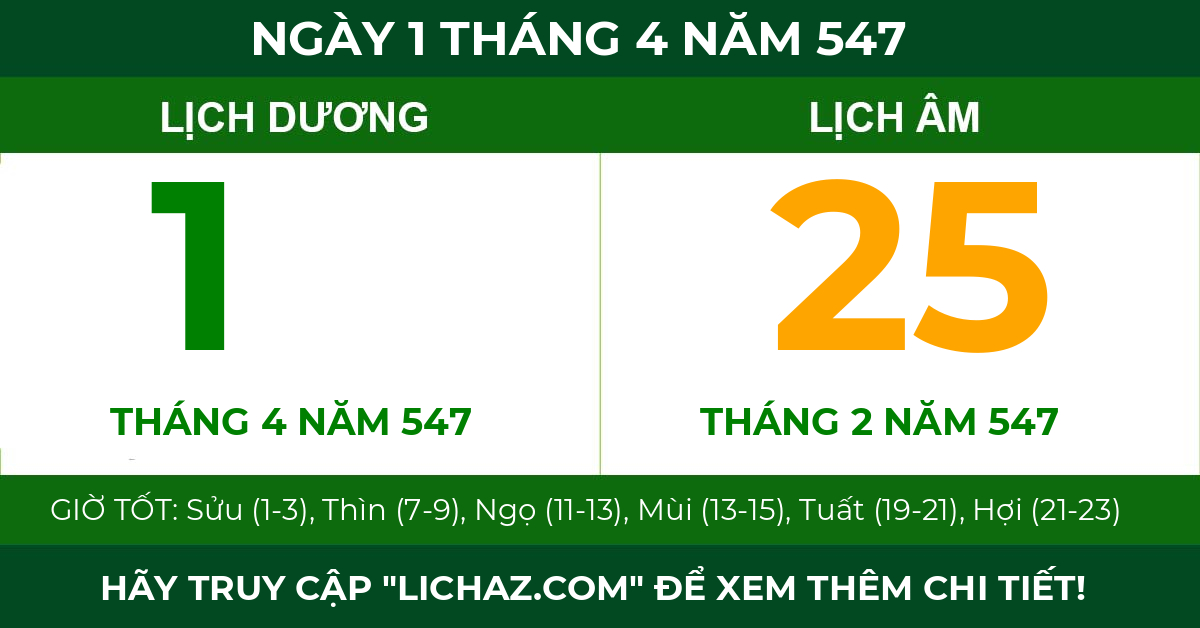 lịch âm ngày 1 tháng 4 năm 547