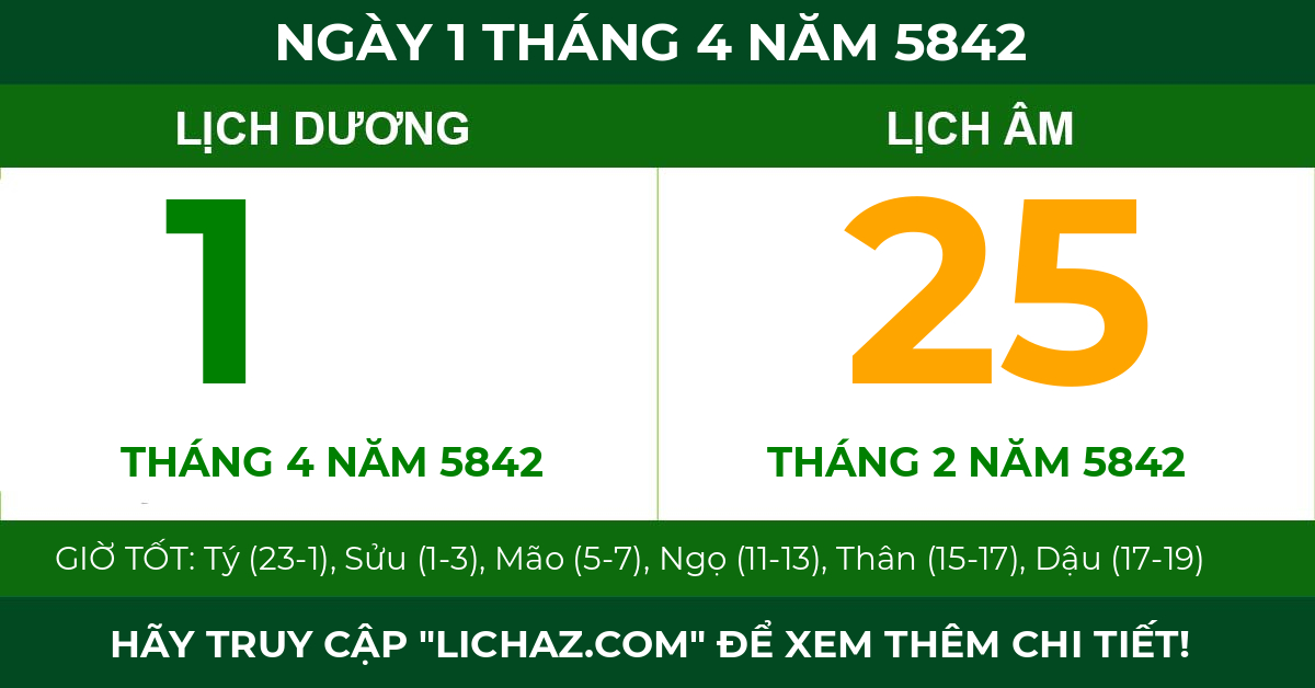 lịch âm ngày 1 tháng 4 năm 5842
