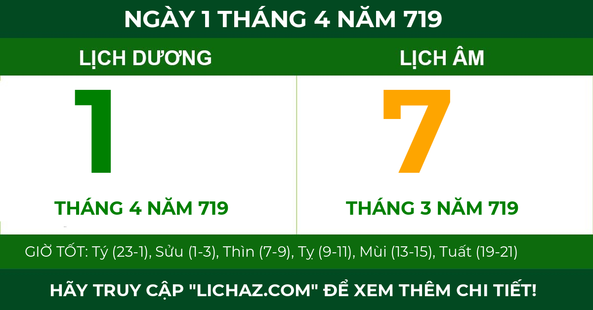 lịch âm ngày 1 tháng 4 năm 719