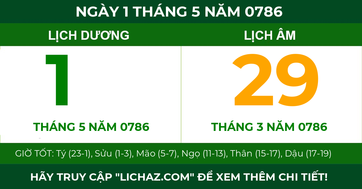 lịch âm ngày 1 tháng 5 năm 0786