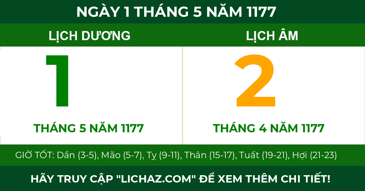 lịch âm ngày 1 tháng 5 năm 1177