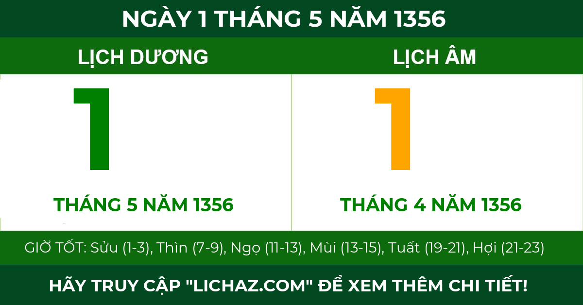 lịch âm ngày 1 tháng 5 năm 1356